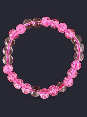 Pink Sparkle Glass Bead Bracelet 8mm